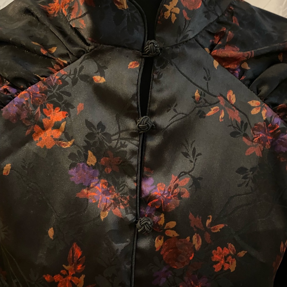 Zara Black Floral Satin Blouse - Picture 5 of 11